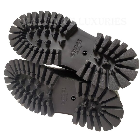 GUCCI BOOTS MENS ANKLE GREEN GG LOGO LEATHER ZIPPER LACE-UP sz 10 10.5 - Picture 15 of 16